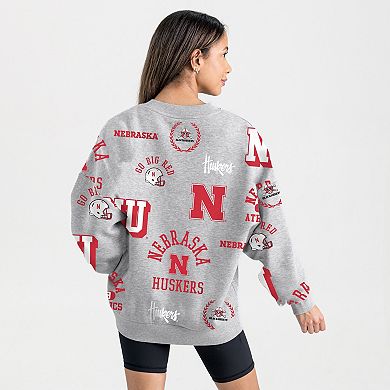 Women's Gameday Couture Gray Nebraska Huskers Always on Repeat Fleece Sweatshirt