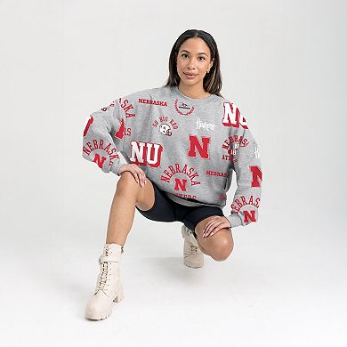 Women's Gameday Couture Gray Nebraska Huskers Always on Repeat Fleece Sweatshirt