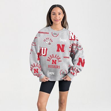 Women's Gameday Couture Gray Nebraska Huskers Always on Repeat Fleece Sweatshirt
