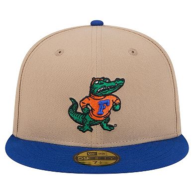 Men's New Era Khaki Florida Gators Throwback Two-Tone 59FIFTY Fitted Hat