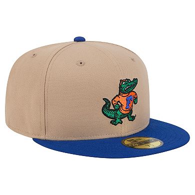 Men's New Era Khaki Florida Gators Throwback Two-Tone 59FIFTY Fitted Hat