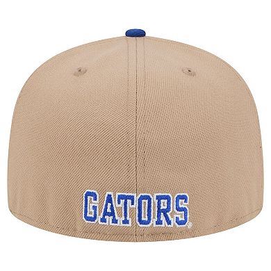 Men's New Era Khaki Florida Gators Throwback Two-Tone 59FIFTY Fitted Hat