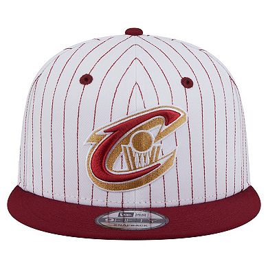 Men's New Era White Cleveland Cavaliers Deceptor Pinstripe 9FIFTY Snapback Hat
