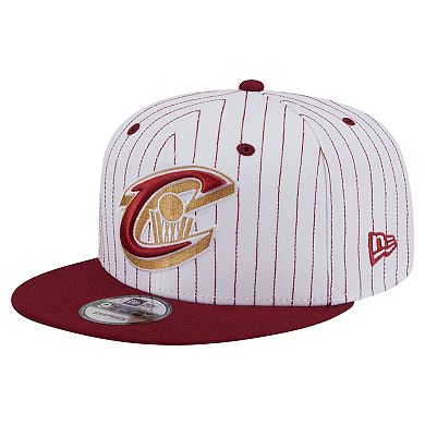 Men's New Era White Cleveland Cavaliers Deceptor Pinstripe 9FIFTY Snapback Hat