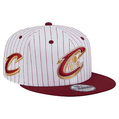 Men's New Era White Cleveland Cavaliers Deceptor Pinstripe 9FIFTY Snapback Hat