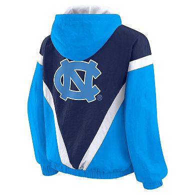 Women's WEAR by Erin Andrews Blue/Navy North Carolina Tar Heels Colorblock Full-Zip Hoodie Windbreaker Jacket