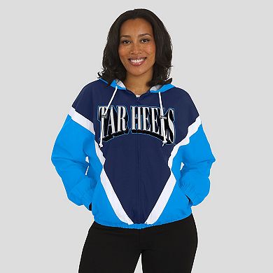 Women's WEAR by Erin Andrews Blue/Navy North Carolina Tar Heels Colorblock Full-Zip Hoodie Windbreaker Jacket