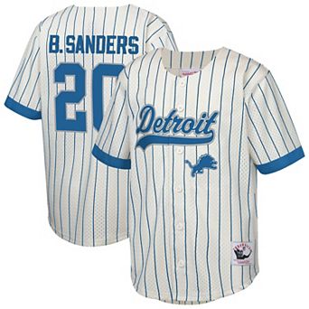 Youth Mitchell & Ness Barry Sanders Cream Detroit Lions Retired Player Name & Number Baseball Jersey