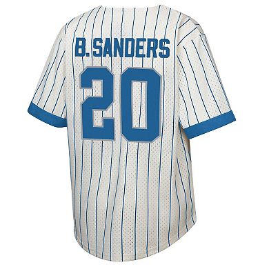 Youth Mitchell & Ness Barry Sanders Cream Detroit Lions Retired Player Name & Number Baseball Jersey
