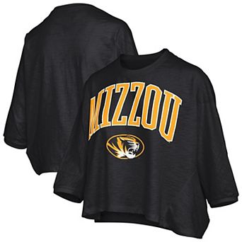 Women's Pressbox Black Missouri Tigers Midi Arch Over Logo Oversized T-Shirt