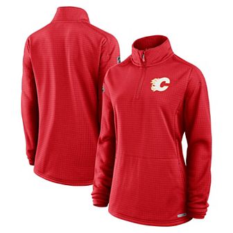 Women's Fanatics Red Calgary Flames Authentic Pro Rink Quarter-Zip Pullover