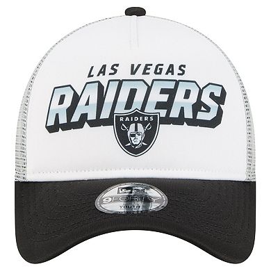 Preschool New Era White Las Vegas Raiders Streak A-Frame 9FORTY Trucker Adjustable Hat