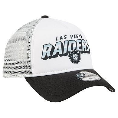 Preschool New Era White Las Vegas Raiders Streak A-Frame 9FORTY Trucker Adjustable Hat
