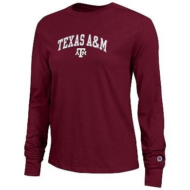 Women's Champion Maroon Texas A&M Aggies Arch Over Logo Long Sleeve T-Shirt
