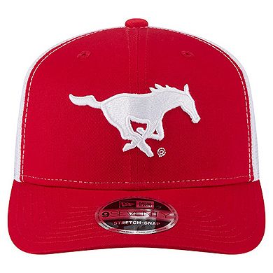 Men's New Era Red SMU Mustangs Team 9SEVENTY COOLERA Trucker Adjustable Hat