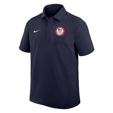 Men's Nike Navy Team USA Woven Polo