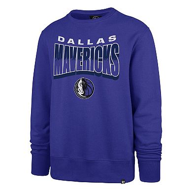 Unisex '47 Blue Dallas Mavericks Brush By Headline Crewneck Sweatshirt