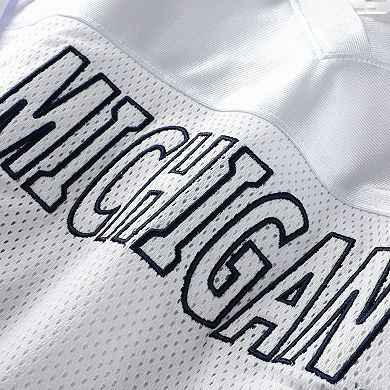 Women's ZooZatz White Michigan Wolverines Mesh Cropped V-Neck T-Shirt