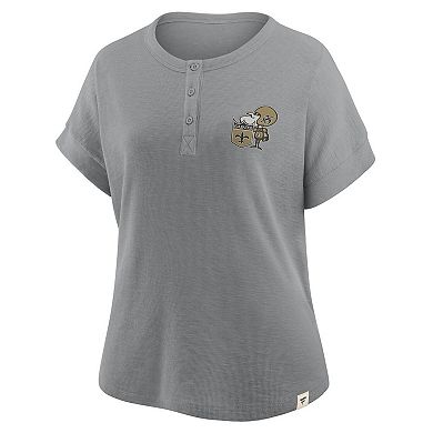 Women's Fanatics Heather Gray New Orleans Saints Oversized Hometown Premium Henley Shirt
