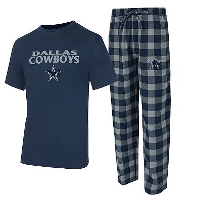 Men's Concepts Sport Navy/Silver Dallas Cowboys Big & Tall Avondale T-Shirt & Flannel Pants Sleep Set