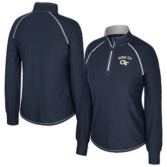 Women's Colosseum Navy Georgia Tech Yellow Jackets Bikram Raglan Quarter-Zip Top
