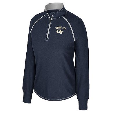 Women's Colosseum Navy Georgia Tech Yellow Jackets Bikram Raglan Quarter-Zip Top