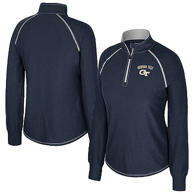 Women's Colosseum Navy Georgia Tech Yellow Jackets Bikram Raglan Quarter-Zip Top