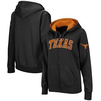 Women's Colosseum Black Texas Longhorns Arched Name Full-Zip Hoodie