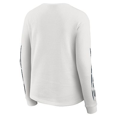 Women's WEAR by Erin Andrews White Chicago Bears Graphic Waffle Long-Sleeve T-Shirt