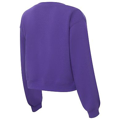 Women's ZooZatz Purple Clemson Tigers Chenille Cropped Sweatshirt