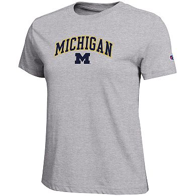 Women's Champion Heather Gray Michigan Wolverines Arched Over Logo T-Shirt