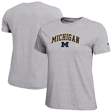 Women's Champion Heather Gray Michigan Wolverines Arched Over Logo T-Shirt