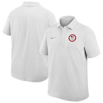 Men's Nike White Team USA Woven Polo