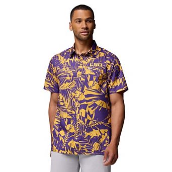 Men's Columbia Purple LSU Tigers Super Slack Tide Omni-Wick Button-Up Shirt