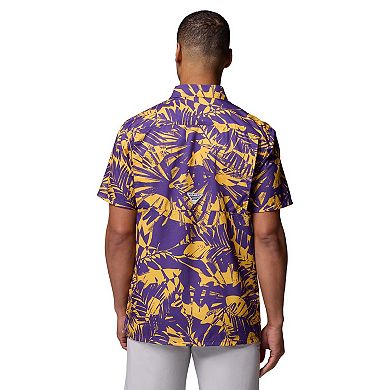 Men's Columbia Purple LSU Tigers Super Slack Tide Omni-Wick Button-Up Shirt
