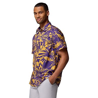 Men's Columbia Purple LSU Tigers Super Slack Tide Omni-Wick Button-Up Shirt
