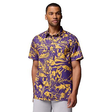Men's Columbia Purple LSU Tigers Super Slack Tide Omni-Wick Button-Up Shirt