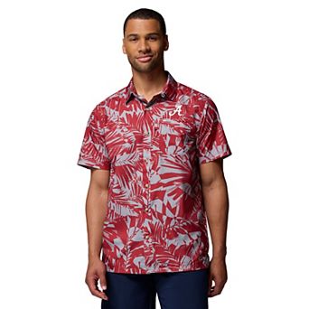 Men's Columbia Crimson Alabama Crimson Tide Super Slack Tide Omni-Wick Button-Up Shirt