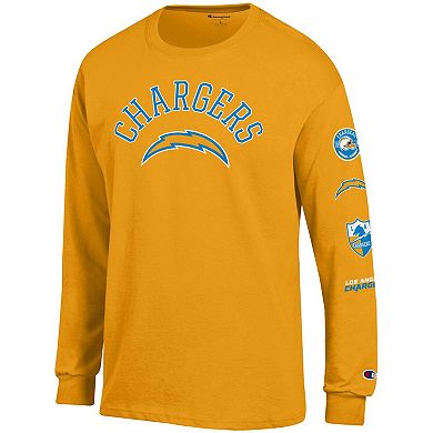 Men's Champion Gold Los Angeles Chargers Seal Long Sleeve T-Shirt