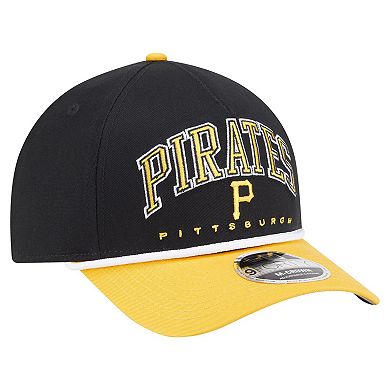 Men's New Era Black/Gold Pittsburgh Pirates Arch 9FORTY A-Frame M-Crown Adjustable Hat