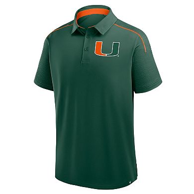 Men's Fanatics Green Miami Hurricanes Take The Lead Defender Raglan Polo