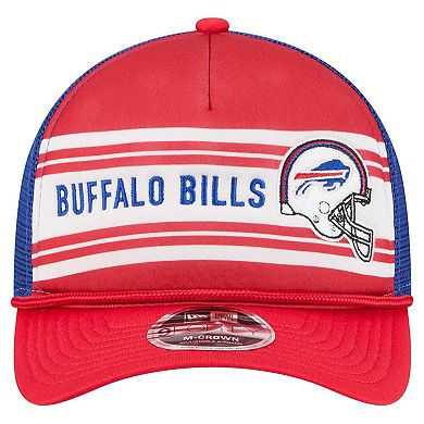 Men's New Era Red Buffalo Bills Linear A-Frame 9FORTY Adjustable Hat
