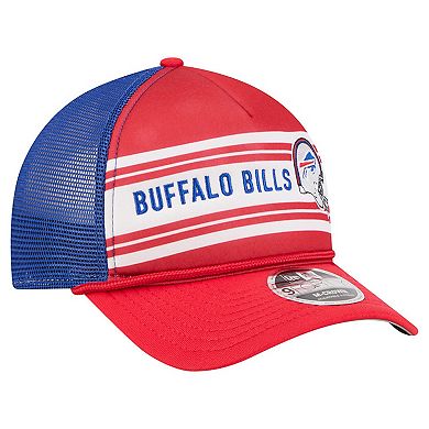 Men's New Era Red Buffalo Bills Linear A-Frame 9FORTY Adjustable Hat