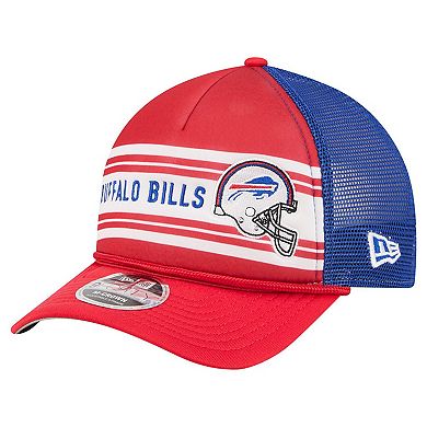 Men's New Era Red Buffalo Bills Linear A-Frame 9FORTY Adjustable Hat