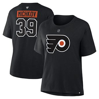 Women's Fanatics Matvei Michkov Black Philadelphia Flyers Authentic Stack Name & Number T-Shirt