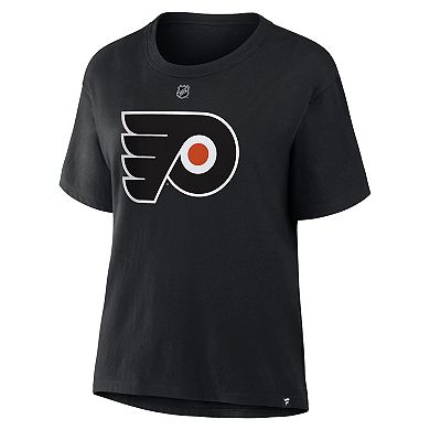 Women's Fanatics Matvei Michkov Black Philadelphia Flyers Authentic Stack Name & Number T-Shirt