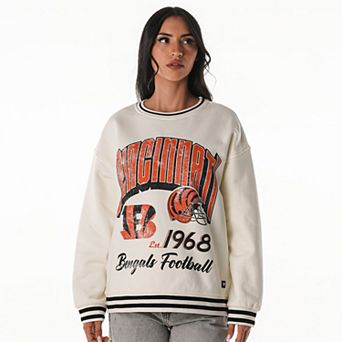 Women's The Wild Collective Cream Cincinnati Bengals Oversized Vintage French Terry Sweatshirt