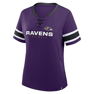 Women's Fanatics Purple Baltimore Ravens Plus Size Red Zone Athena Lace-Up V-Notch Neck T-Shirt