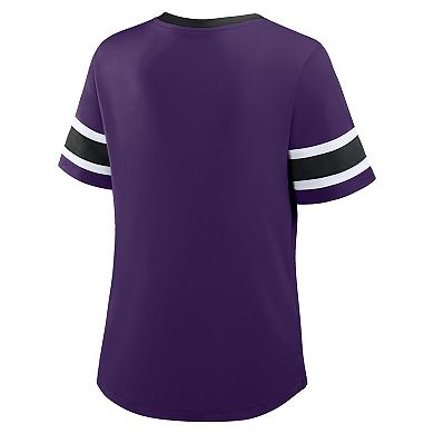Women's Fanatics Purple Baltimore Ravens Plus Size Red Zone Athena Lace-Up V-Notch Neck T-Shirt