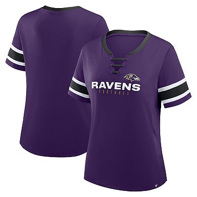 Women's Fanatics Purple Baltimore Ravens Plus Size Red Zone Athena Lace-Up V-Notch Neck T-Shirt